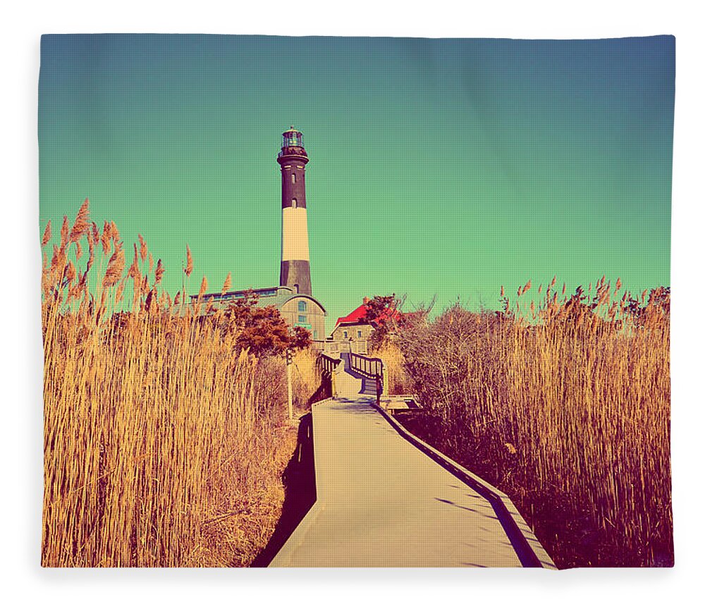 Fire Island Fleece Blanket featuring the photograph Fire Island Lighthouse by Stacie Siemsen