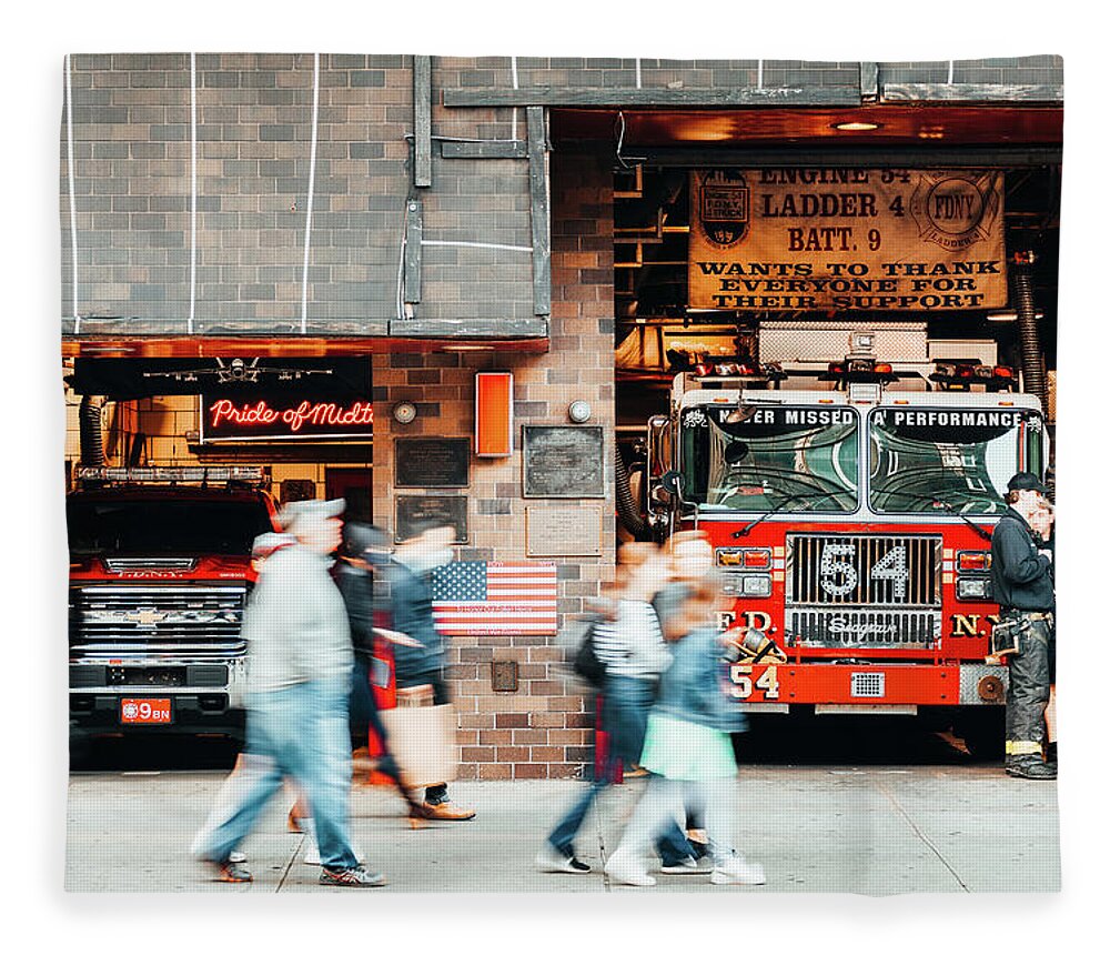 City Fleece Blanket featuring the photograph Firefighters in New York City by Francesco Riccardo Iacomino