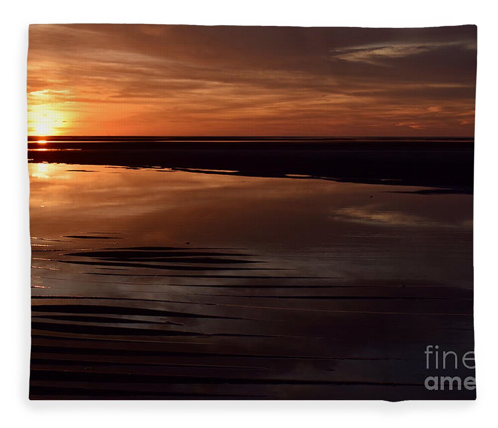 First Encounter Beach Fleece Blanket featuring the photograph First Encounter Reflections by Debra Banks