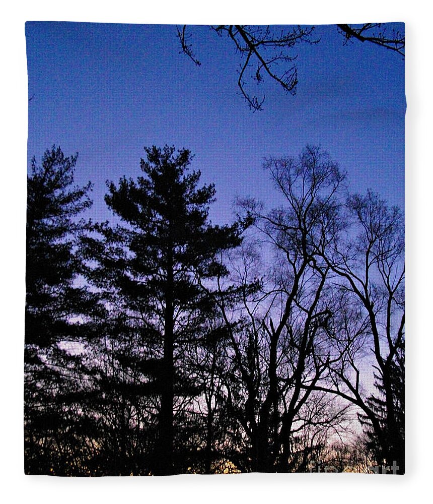 Landscape Photography Fleece Blanket featuring the photograph First Light Behind the Pine by Frank J Casella