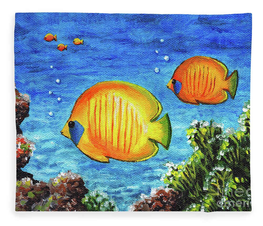Fish Fleece Blanket featuring the painting Fish by Lucie Dumas