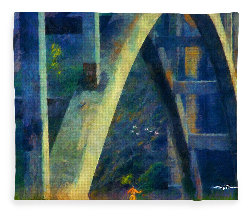 Landscape Fleece Blanket featuring the painting Gone Fishin by Trask Ferrero