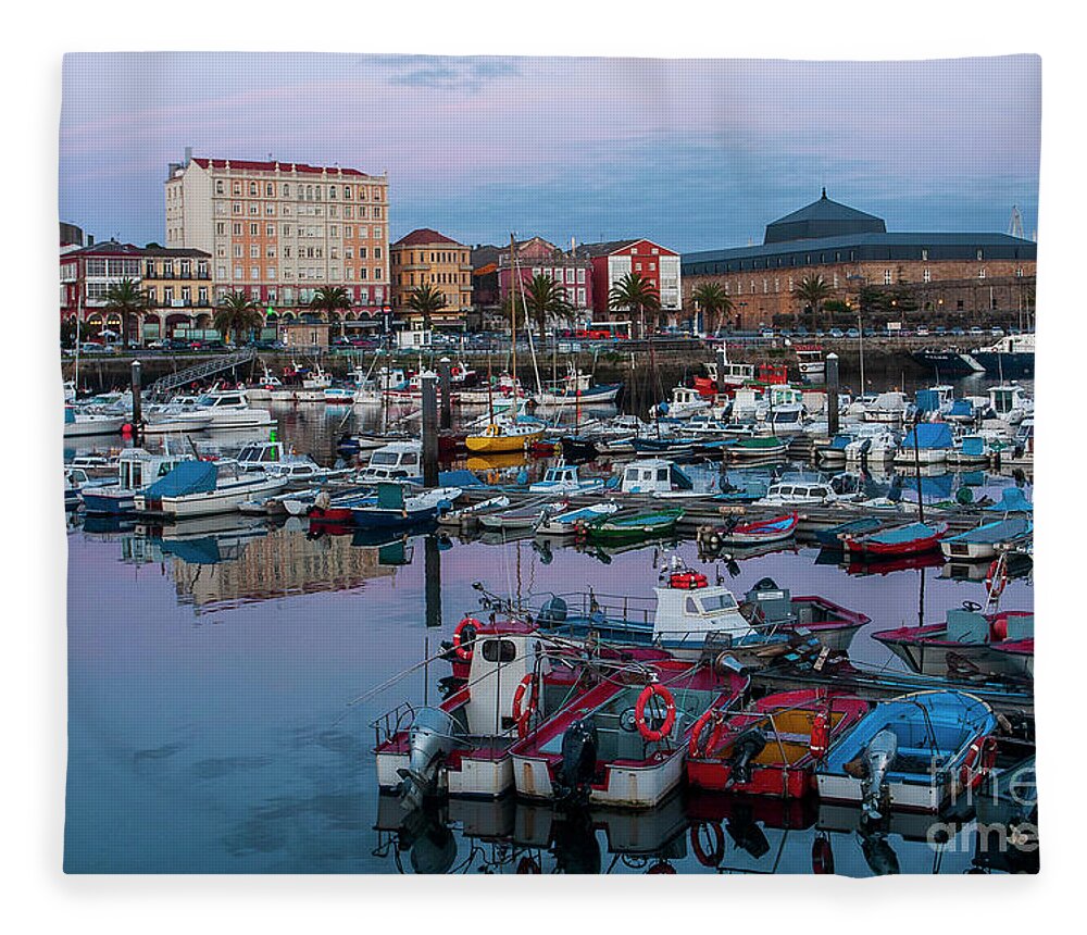 Architecture Fleece Blanket featuring the photograph Fishing Boats at the Port of Ferrol Galicia by Pablo Avanzini