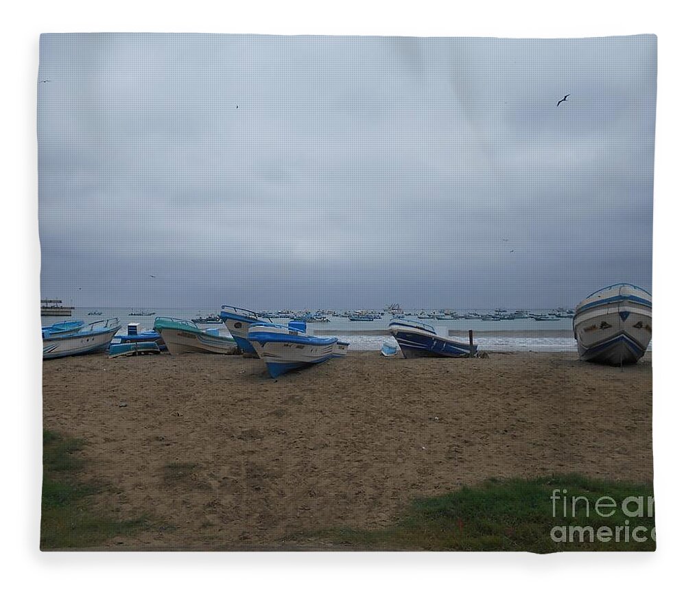 Boats Fleece Blanket featuring the photograph Fishing boats by Nancy Graham