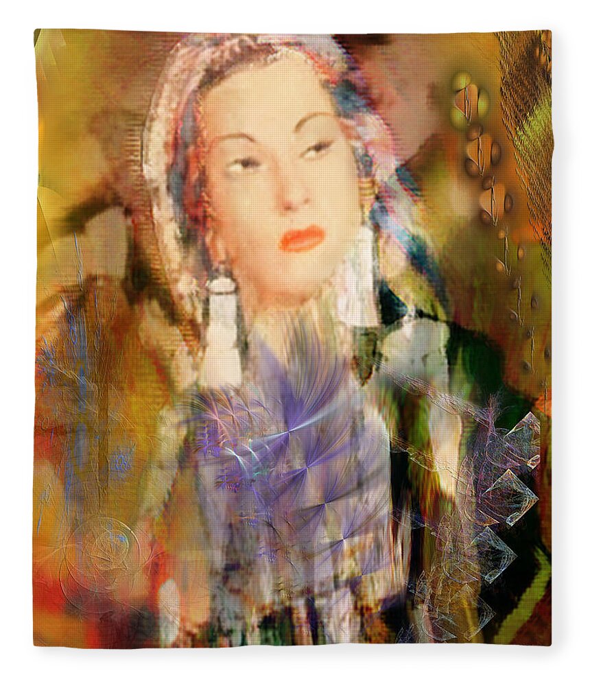  Fleece Blanket featuring the digital art Five Octaves - Tribute To Yma Sumac by Studio B Prints