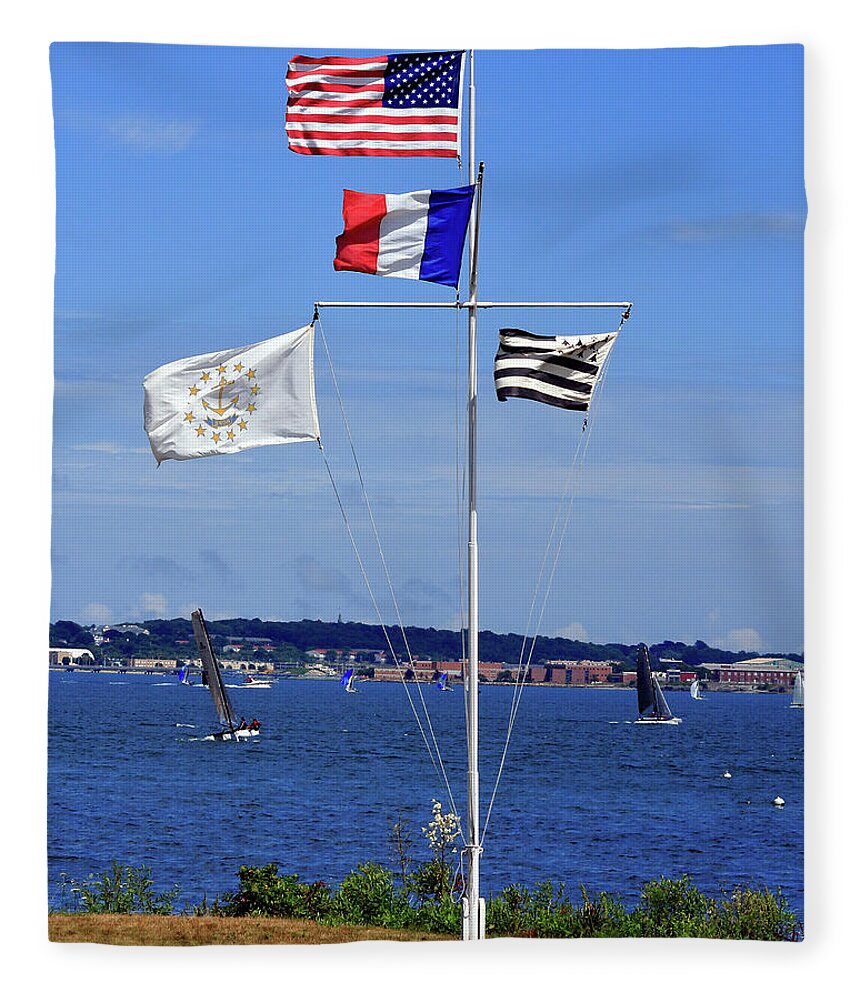 Flag Fleece Blanket featuring the photograph Flags by the Bay by Jim Feldman