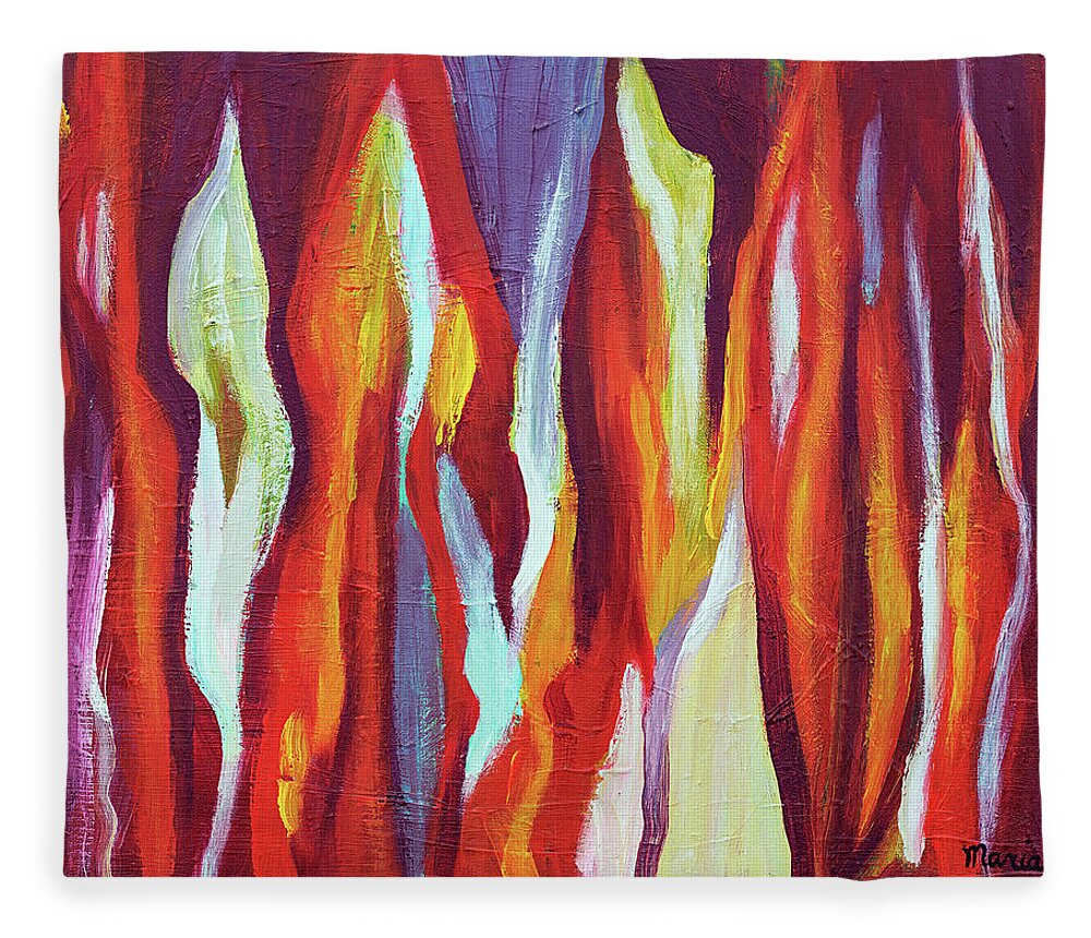 Flames Fleece Blanket featuring the painting Flames by Maria Meester