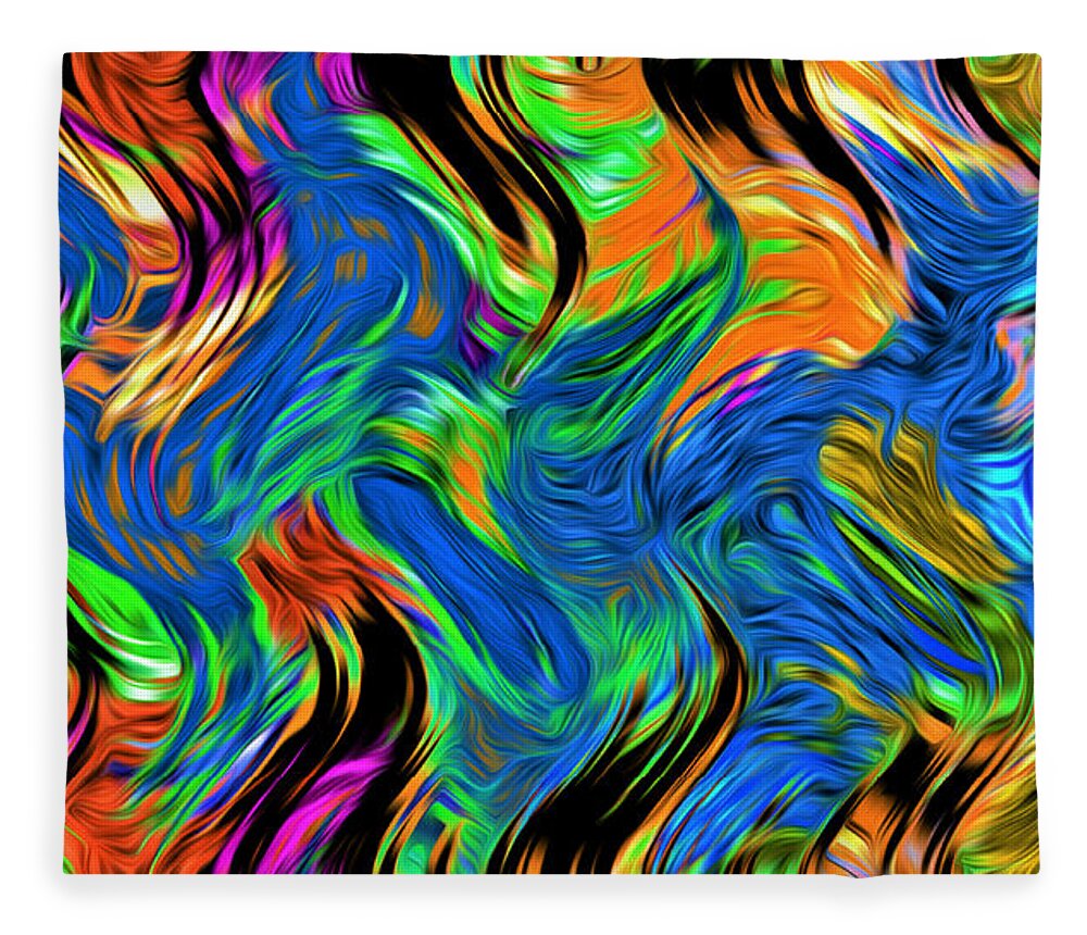 Abstract Fleece Blanket featuring the digital art Flames of Passion - Abstract by Ronald Mills