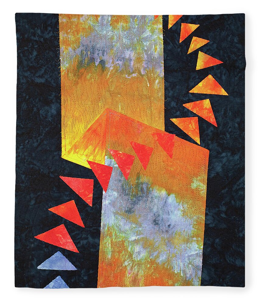 Fiber Art Fleece Blanket featuring the mixed media Flight at Sunset Detail by Vivian Aumond
