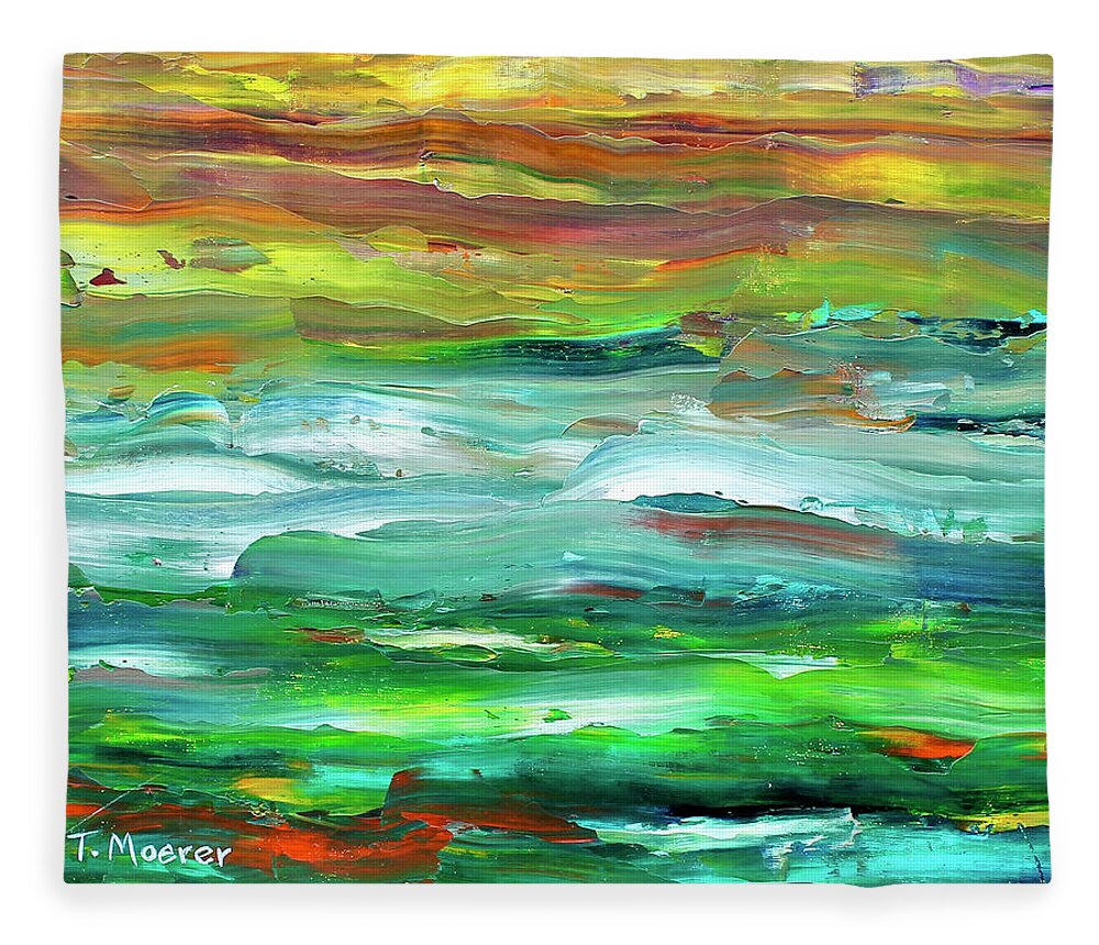 Landscape Fleece Blanket featuring the painting Flint Hills Sunset by Teresa Moerer