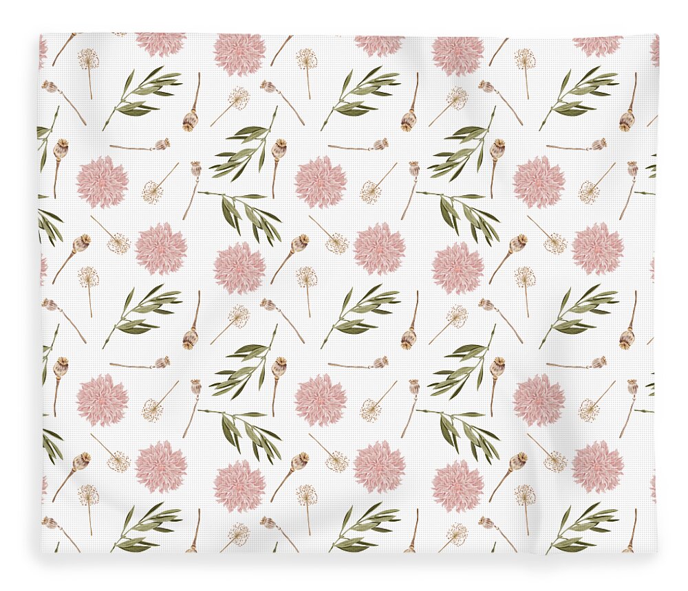 Floral Aesthetic Pattern Fleece Blanket by Honey Beezenees - Pixels