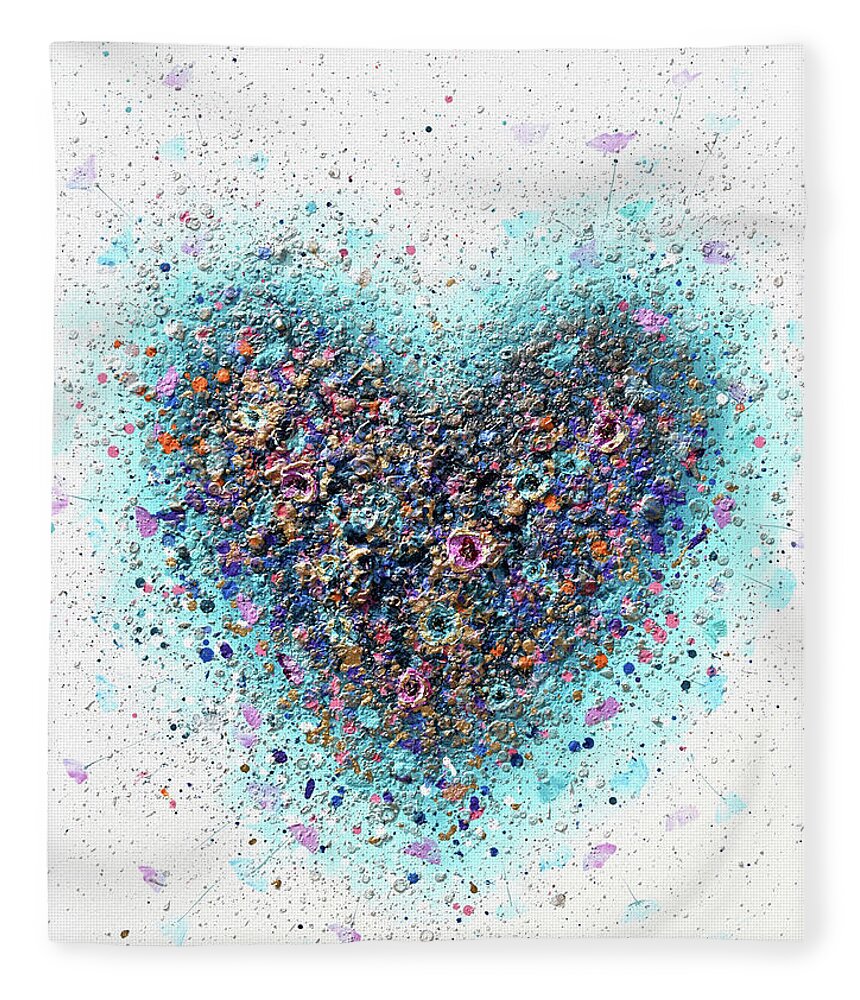 Heart Fleece Blanket featuring the painting Floral Love by Amanda Dagg