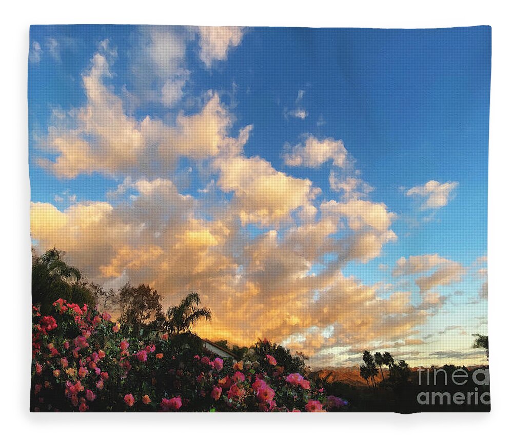 Southern California Fleece Blanket featuring the photograph Floral Sunset by Brian Watt