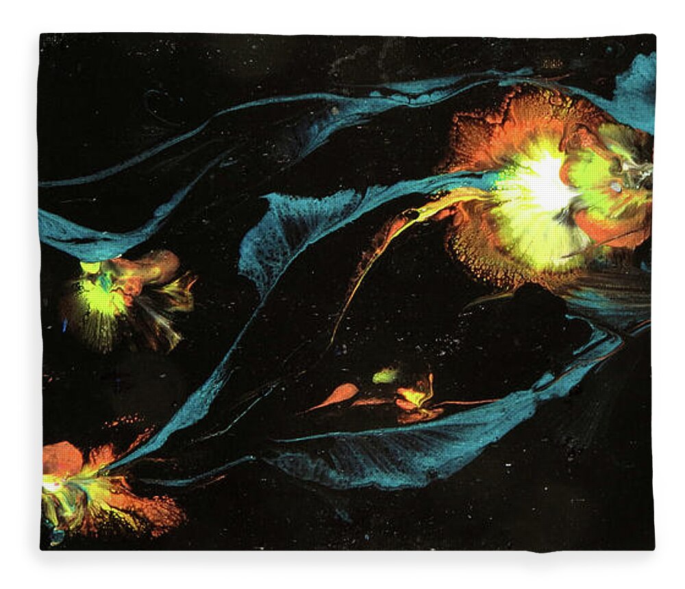 Abstract Fleece Blanket featuring the painting Floral Wisp Triptych2 by Zan Savage