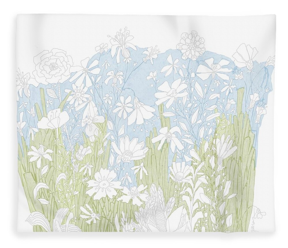 Flower Garden Illustration Fleece Blanket featuring the digital art Flower Garden Illustration by Patricia Awapara