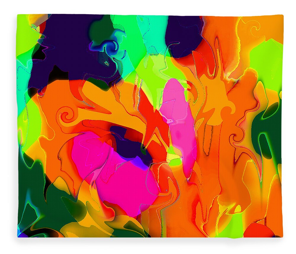 Abstract Fleece Blanket featuring the digital art Flower in Bloom Abstract by Ronald Mills