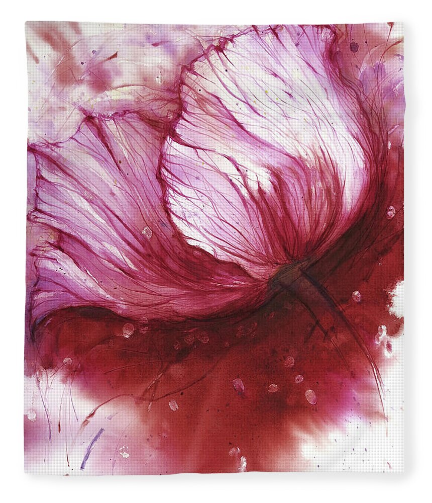  Fleece Blanket featuring the painting 'Flower Thingy 5' by Petra Rau
