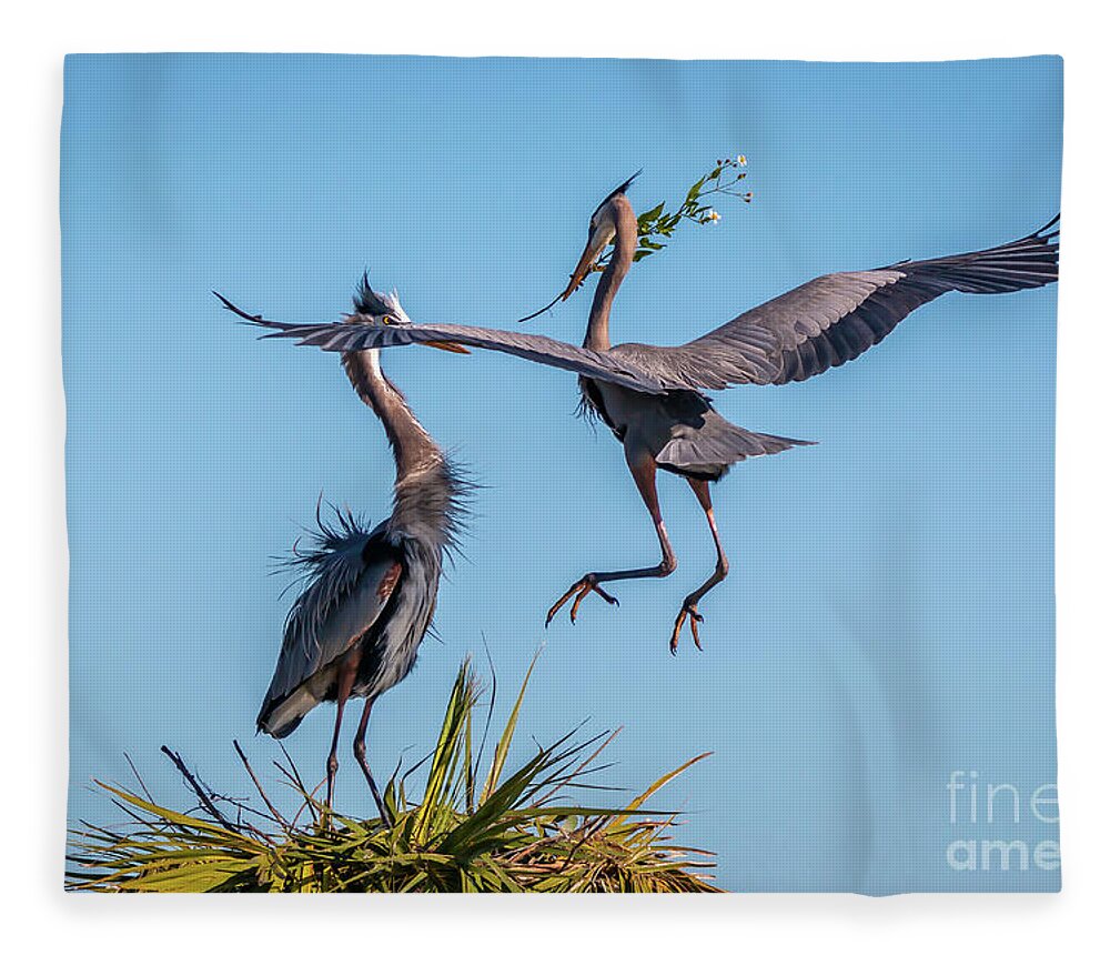 Heron Fleece Blanket featuring the photograph Flowers for the Bride by Tom Claud