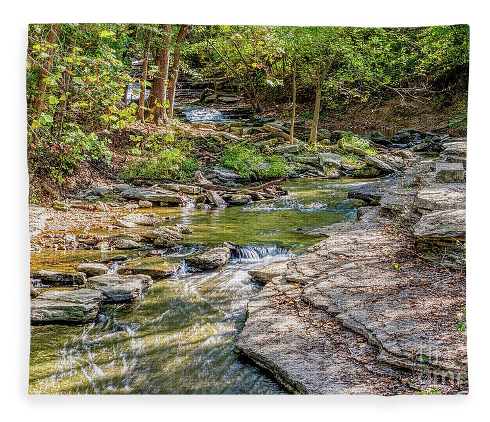 Tanyard Creek Nature Trail Fleece Blanket featuring the photograph Flowing Tanyard Creek by Jennifer White