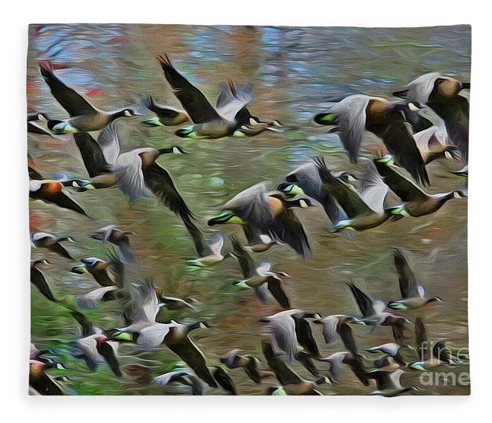 Canadian Geese Fleece Blanket featuring the photograph Flying Geese Art by Scott Cameron