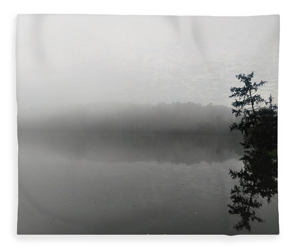  Fleece Blanket featuring the photograph Foggy Morning Tree by Brad Nellis