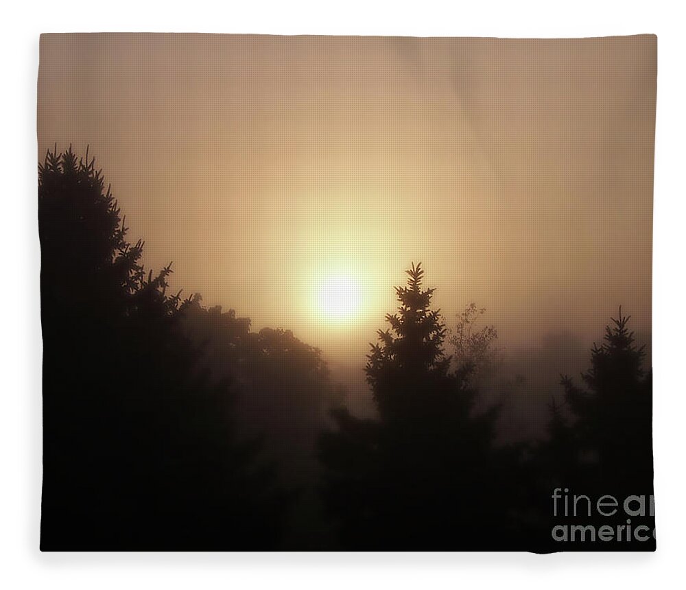 Sunrise Fleece Blanket featuring the photograph Foggy Sunrise by Phil Perkins