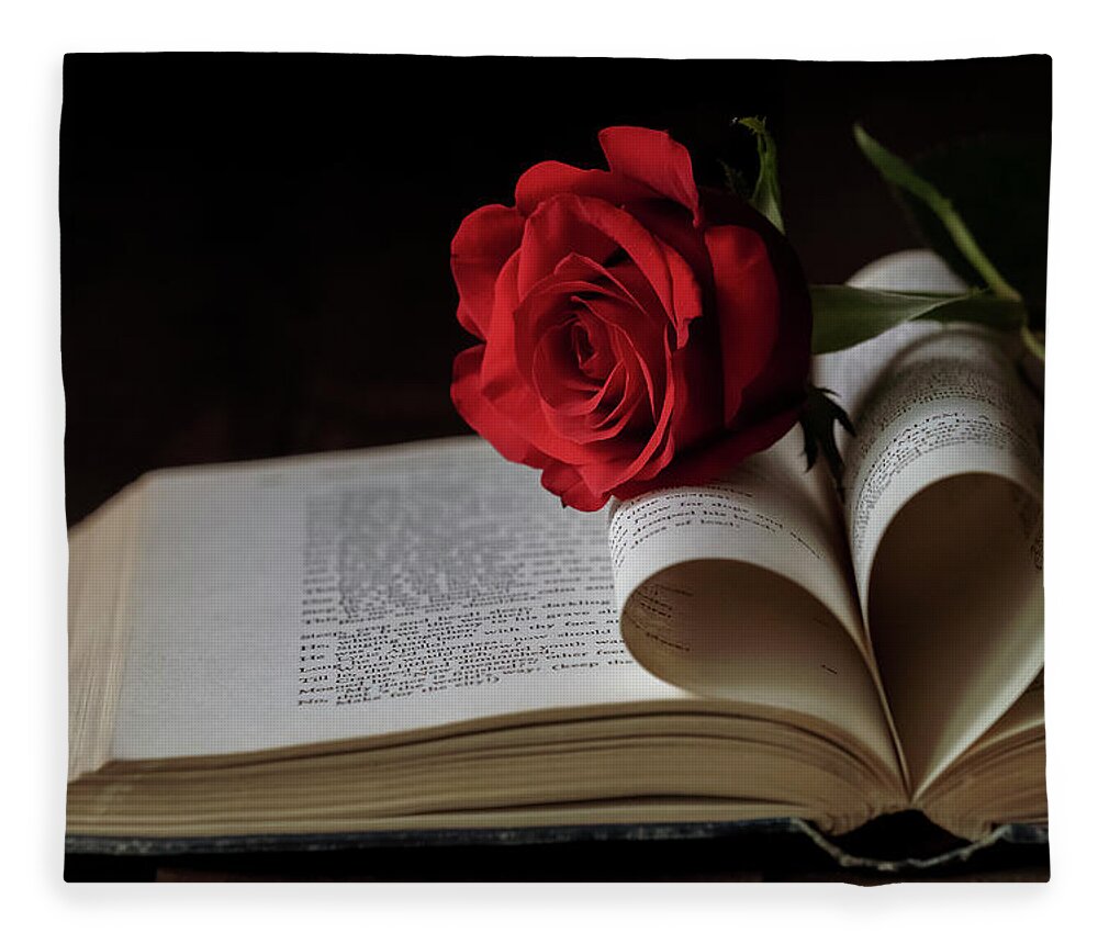Rose Fleece Blanket featuring the photograph For the Love of Reading by Holly Ross