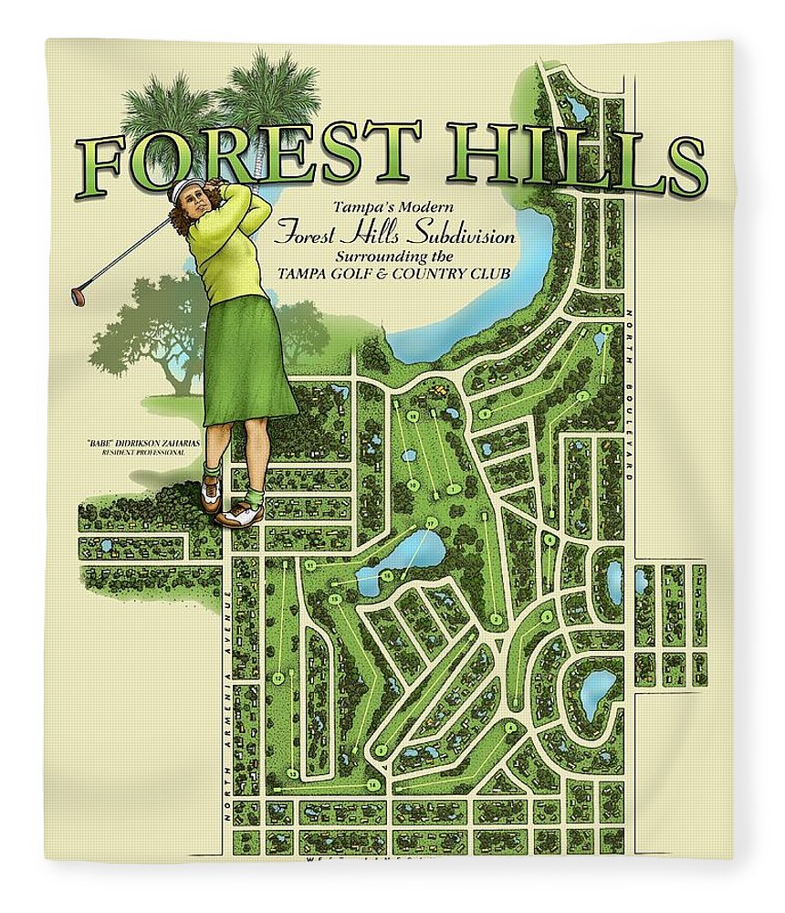 Tampa Fleece Blanket featuring the digital art Forest Hills by Scott Ross