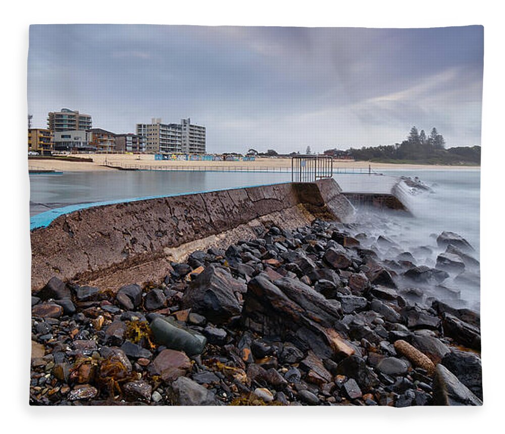 Forster Ocean Baths Australia Fleece Blanket featuring the digital art Forster Ocean Baths 99 by Kevin Chippindall