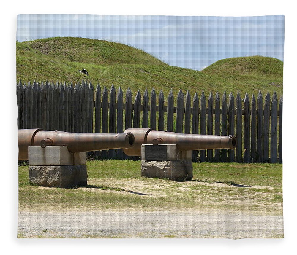  Fleece Blanket featuring the photograph Fort Fisher Cannons by Heather E Harman