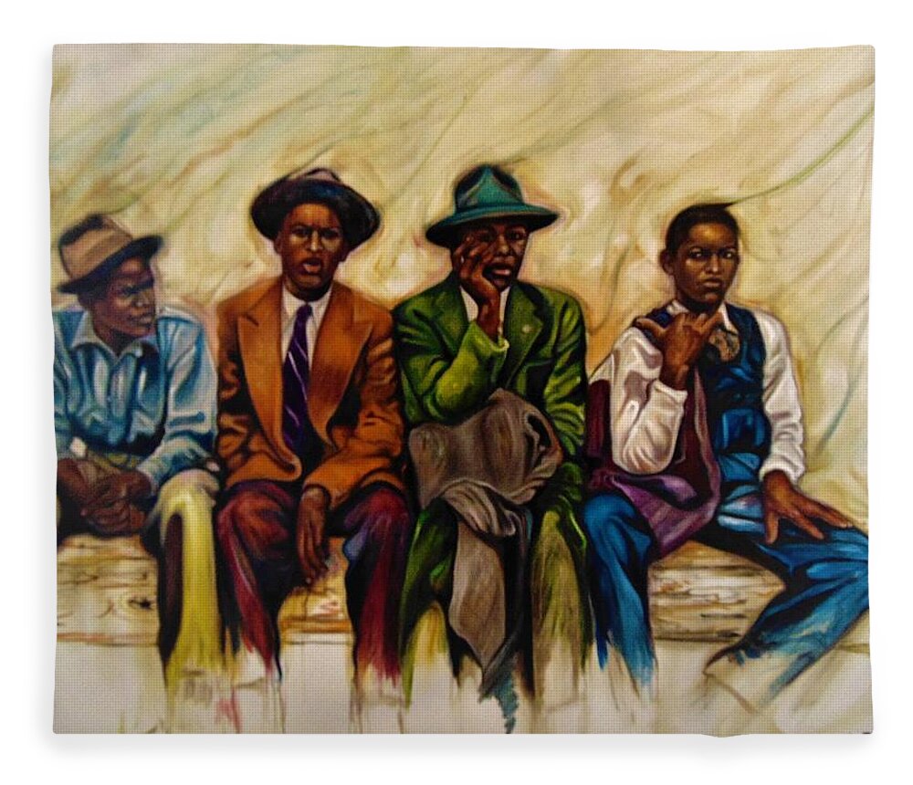 African American Art Fleece Blanket featuring the painting Four Wiseman by Emery Franklin