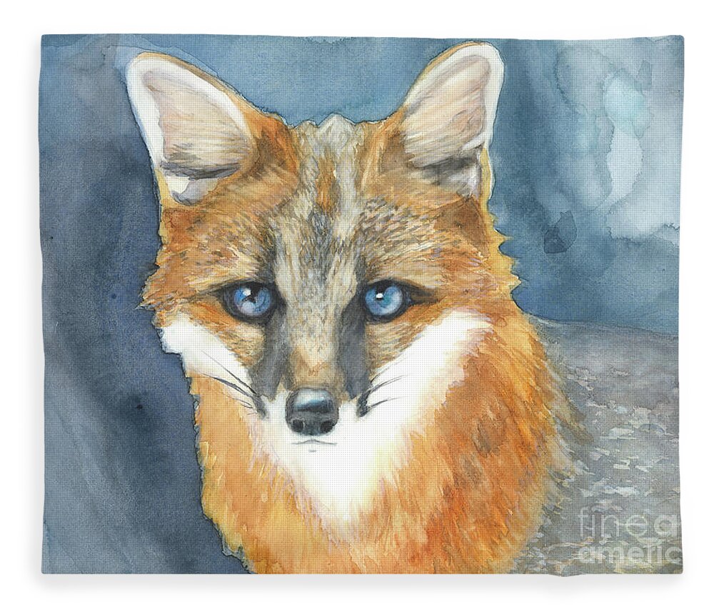 Fox Fleece Blanket featuring the painting Fox by Pamela Schwartz