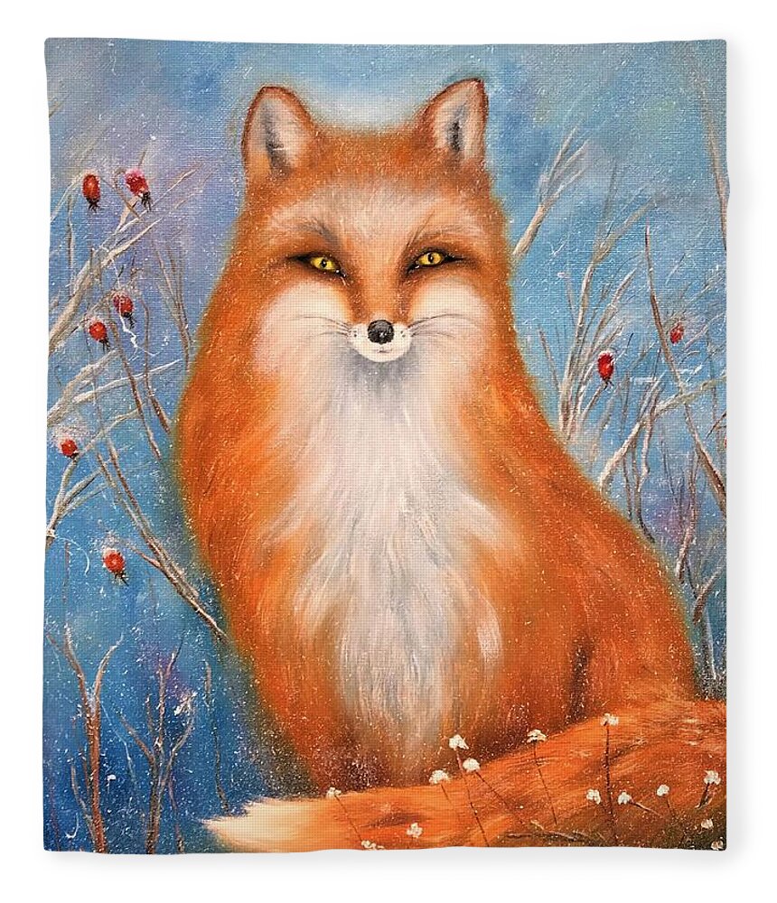 Wall Art Animals Fox  Red Fox Gloss Print Cards Of Original Painting Fox Double Page Postcard Of Original Painting White Envelope Greeting Cards Posters Fleece Blanket featuring the photograph Fox by Tanya Harr