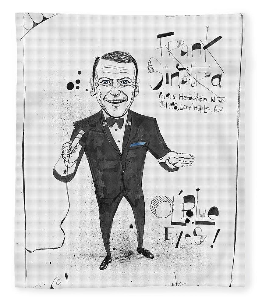  Fleece Blanket featuring the drawing Frank Sinatra by Phil Mckenney