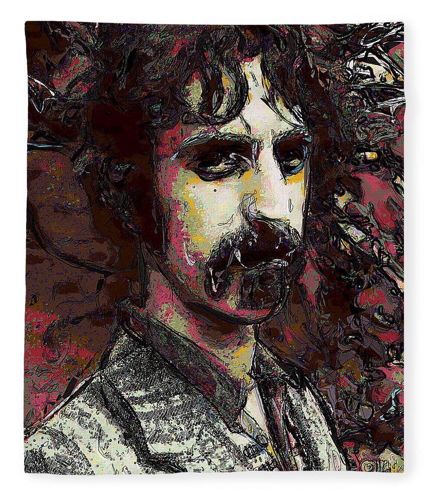 Zappa Fleece Blanket featuring the digital art Frank Zappa by David Lane