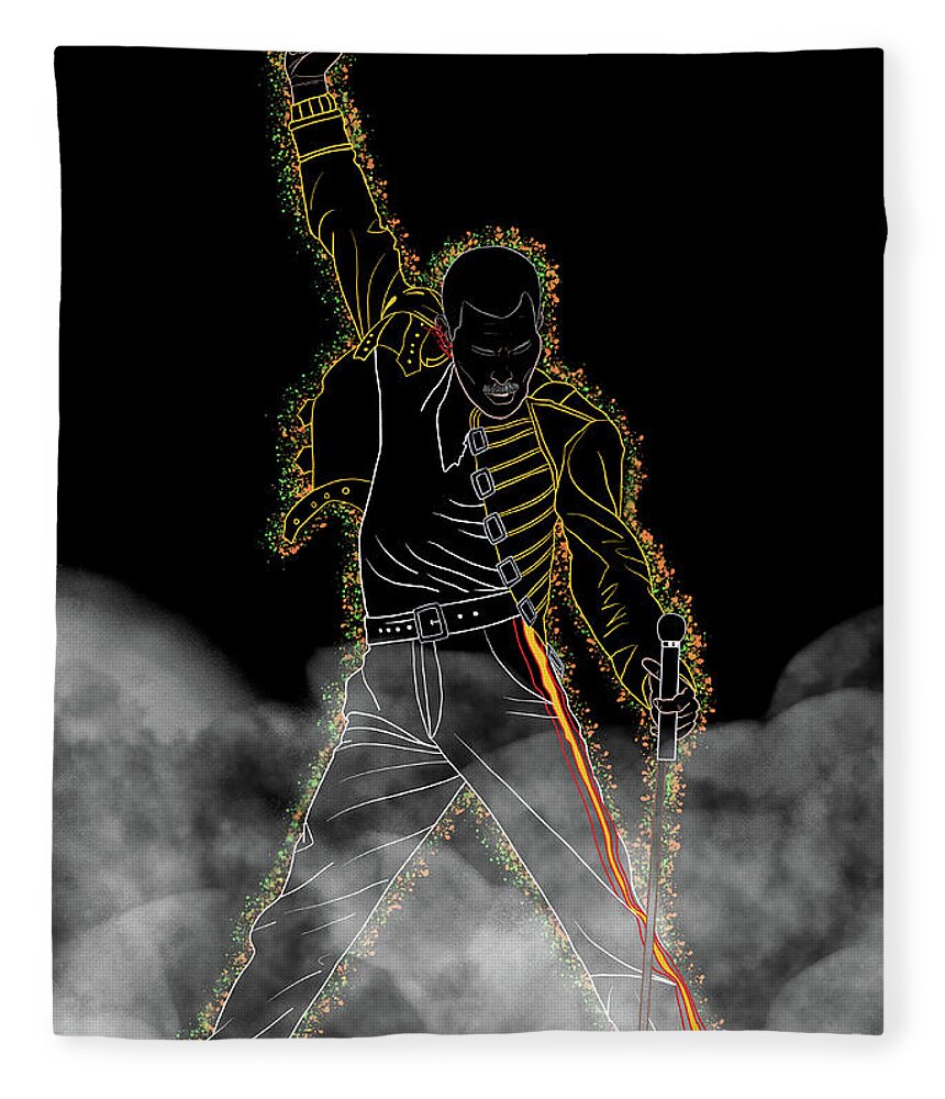 Freddie Mercury Fleece Blanket featuring the digital art Freddie Mercury Smoke by Marisol VB