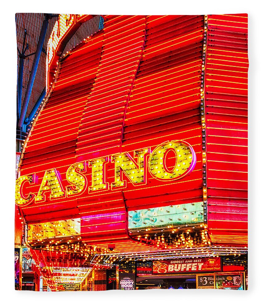 Fremont Casino Fleece Blanket featuring the digital art Fremont Casino, Las Vegas by Tatiana Travelways