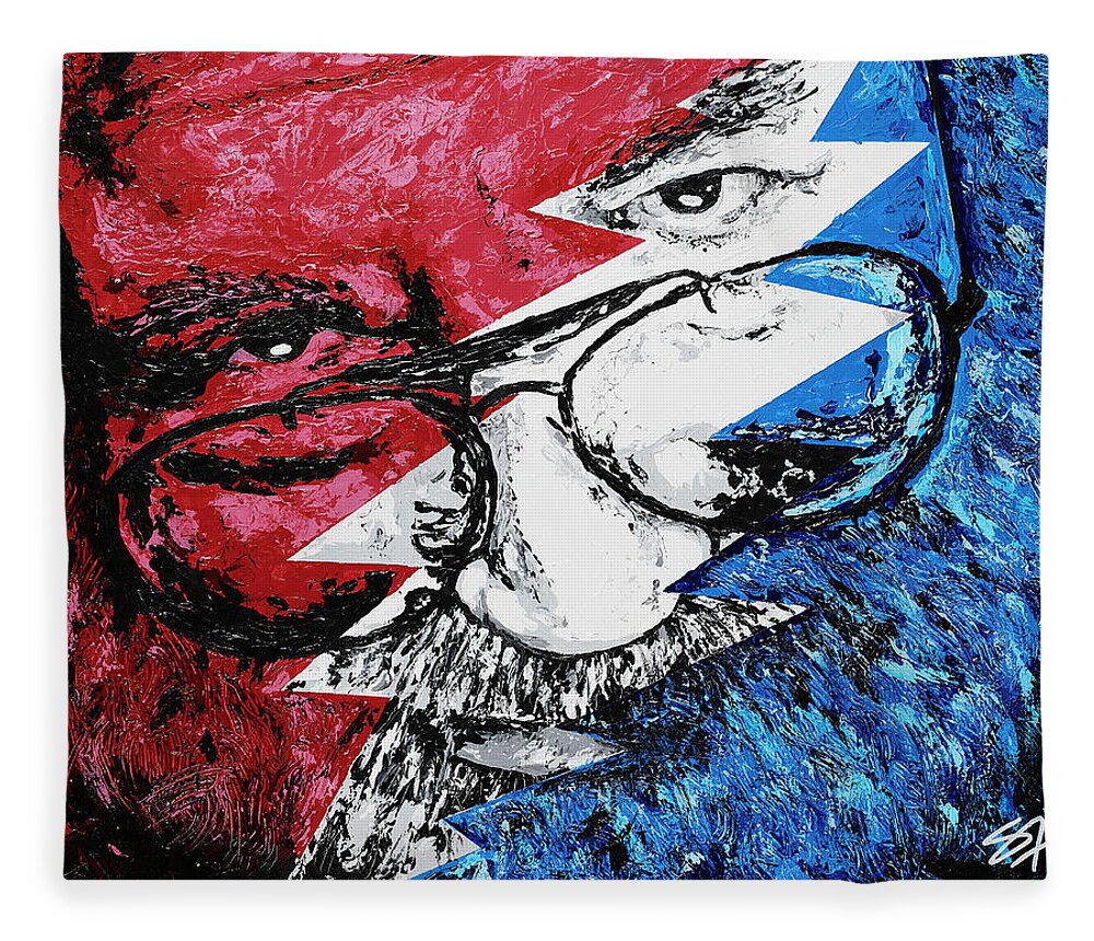 Jerry Fleece Blanket featuring the painting Friend of the devil by Steve Follman