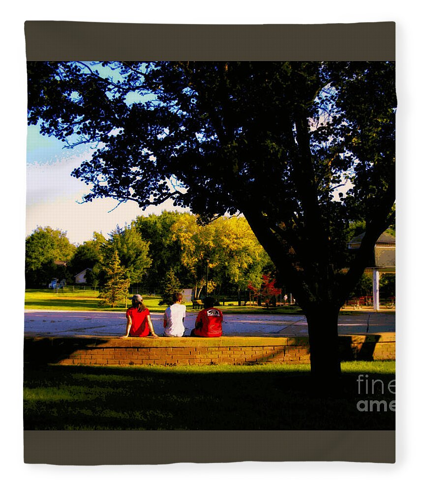 Impressionism Fleece Blanket featuring the photograph Friends At The Park - Impressionism by Frank J Casella