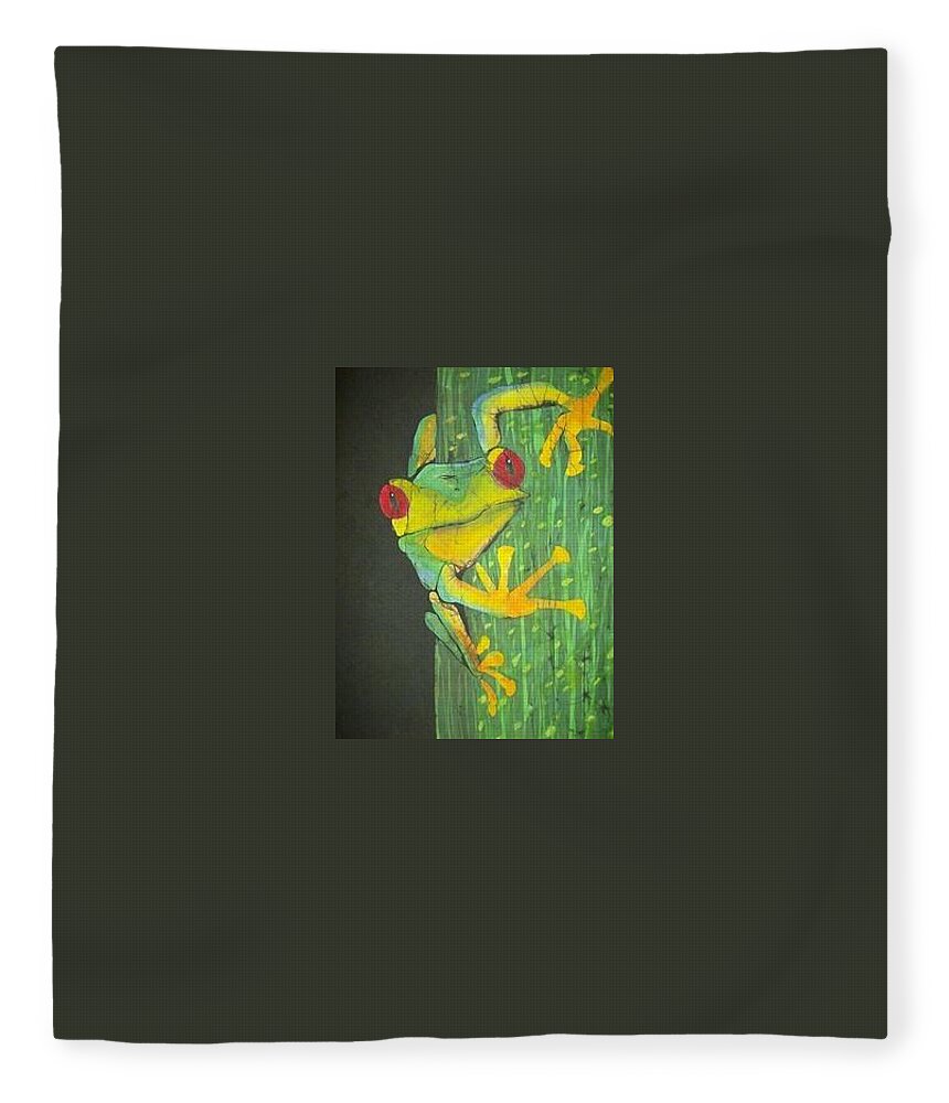  Fleece Blanket featuring the tapestry - textile Frog on Leaf by Kay Shaffer