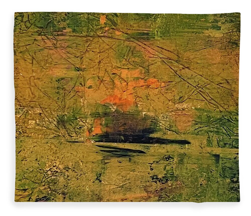Abstract Fleece Blanket featuring the painting From A Distance by Sandra Lee Scott