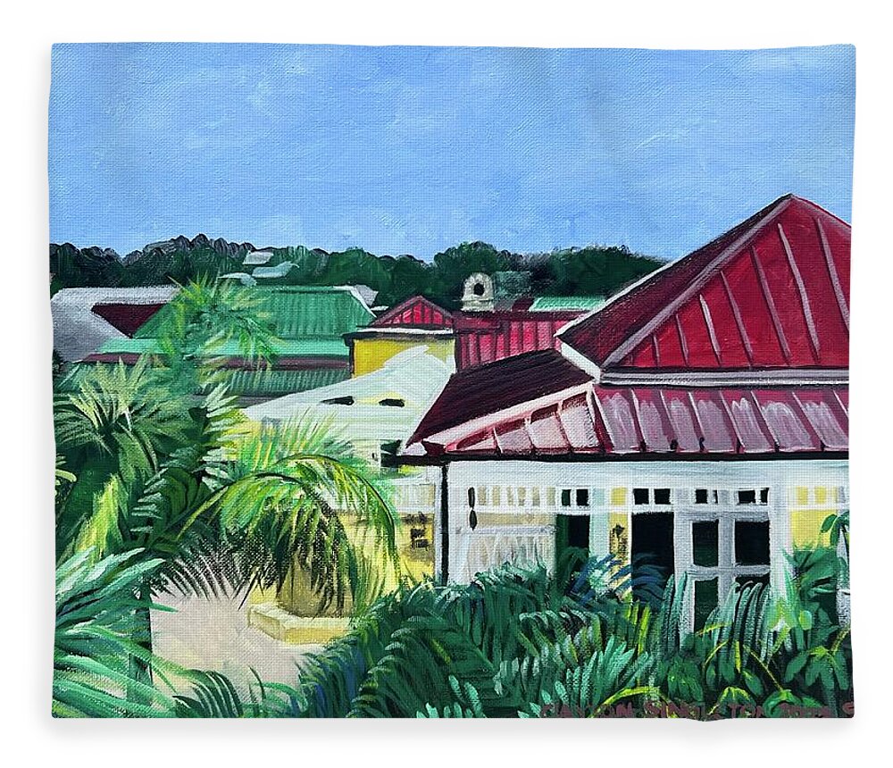  Fleece Blanket featuring the painting From my bedroom window by Clayton Singleton