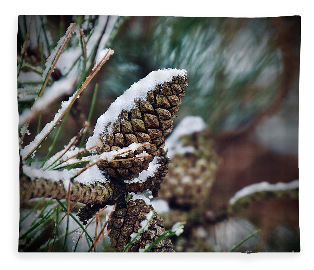 Frosted Pine Cone Fleece Blanket by James Lloyd - Pixels