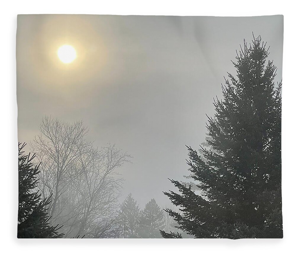 Sunrise Fleece Blanket featuring the mixed media Frosty Morning by Moira Law