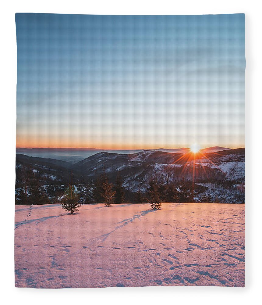 Poland Fleece Blanket featuring the photograph Frosty morning by Vaclav Sonnek