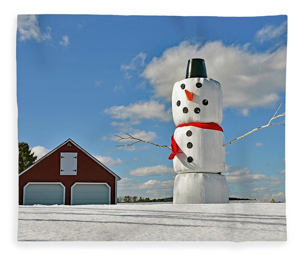 Landscape Fleece Blanket featuring the photograph Frosty the Snowman by Monika Salvan