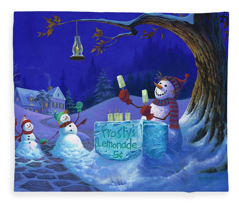 Michael Humphries Fleece Blanket featuring the painting Frosty's Lemonade by Michael Humphries