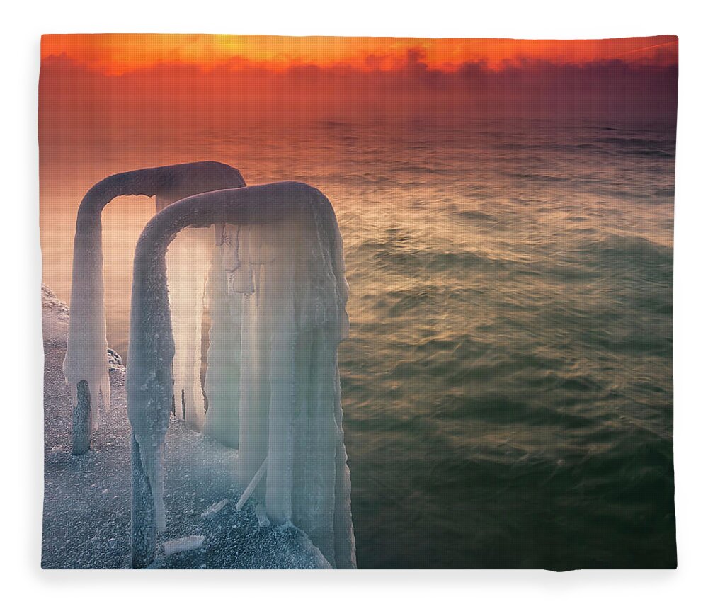 Dawn Fleece Blanket featuring the photograph Frozen by Evgeni Dinev