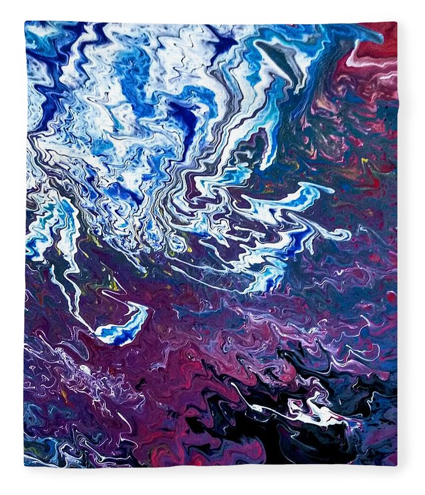 Purple Fleece Blanket featuring the painting Frozen Sky by Anna Adams