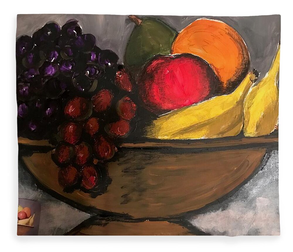  Fleece Blanket featuring the pastel Fruit 2 by Angie ONeal